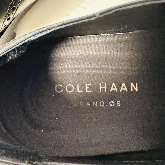 Cole Haan Shoes Mens 10 Black Leather Grand OS Oxford Cap Toe Slip On Dress